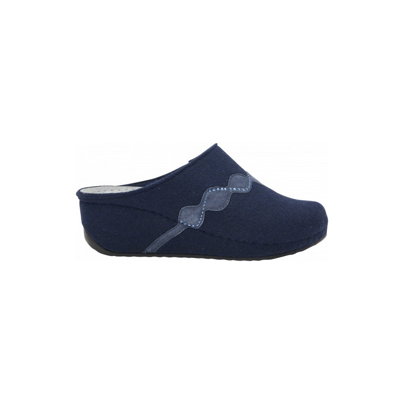 INVERNESS STRASS WEDGE Wool+Suede Navy Blue