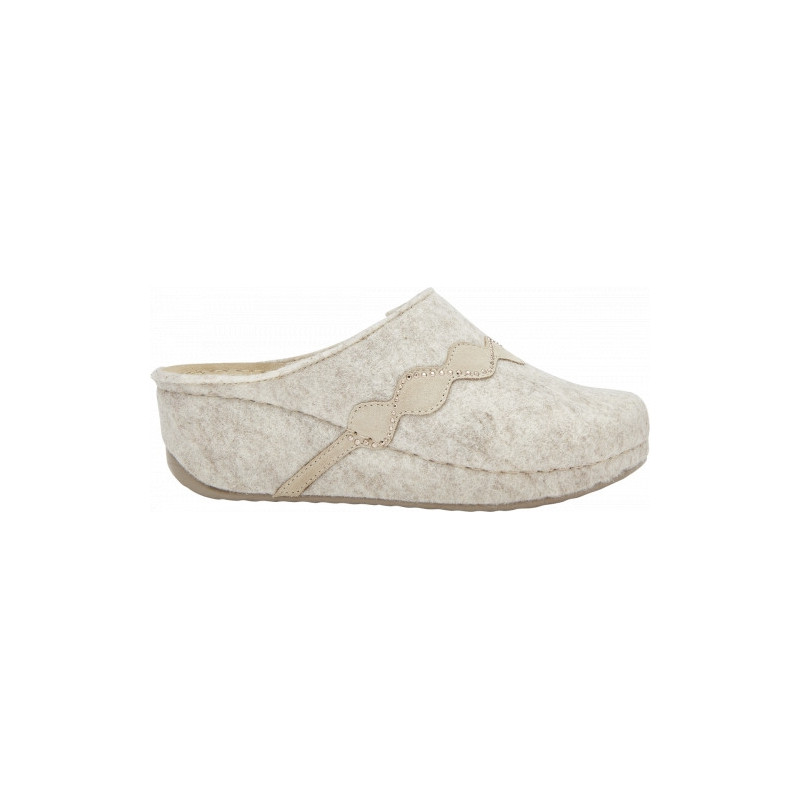 INVERNESS STRASS WEDGE Wool+Suede Beige