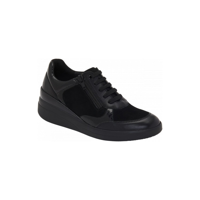 EMMA LACES Suede+Leather Black