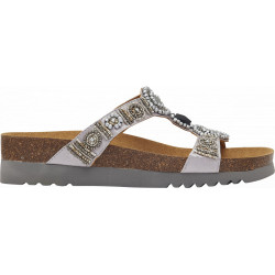 NEW BOGOTA' WEDGE Satin + Beads Silver/Pewter