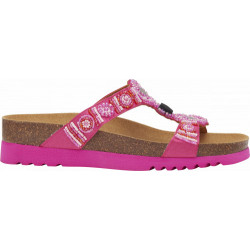 NEW BOGOTA' WEDGE Satin + Beads Fuchsia