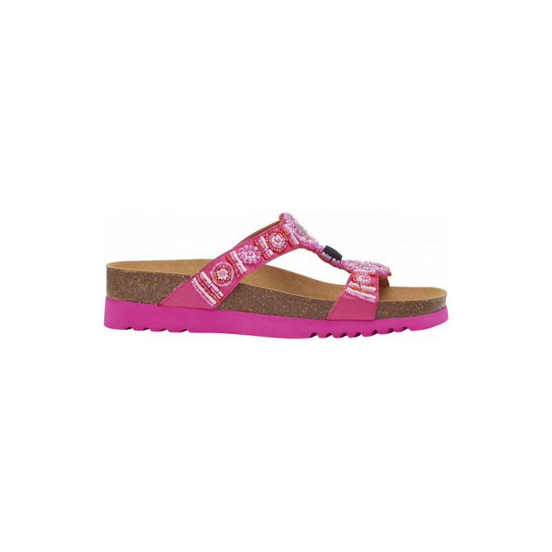 NEW BOGOTA' WEDGE Satin + Beads Fuchsia