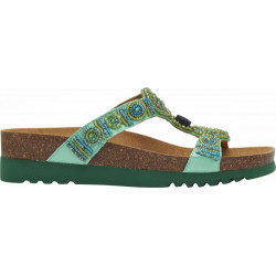 NEW BOGOTA' WEDGE Satin + Beads Emerald/Green