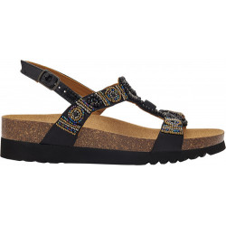 BOGOTA' SANDAL Satin + Beads + Synthetic Black/Gold
 Pointure-36 Couleur-Noir