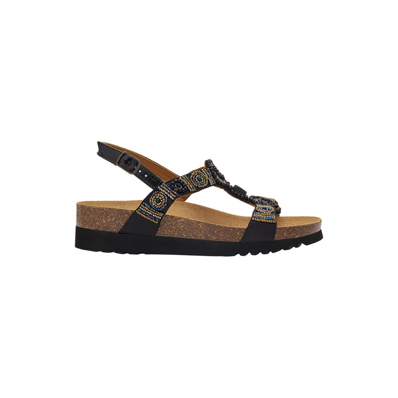 BOGOTA' SANDAL Satin + Beads + Synthetic Black/Gold