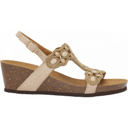 LERICI T-BAR SANDAL Microfiber + Stones Beige
 Pointure-36 Couleur-Beige