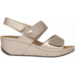 ABERDEEN WEDGE SANDAL Printed Suede + Laminated Synthetic Light Taupe
 Pointure-36 Couleur-Taupe