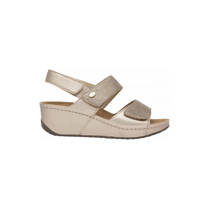 ABERDEEN WEDGE SANDAL Printed Suede + Laminated Synthetic Light Taupe