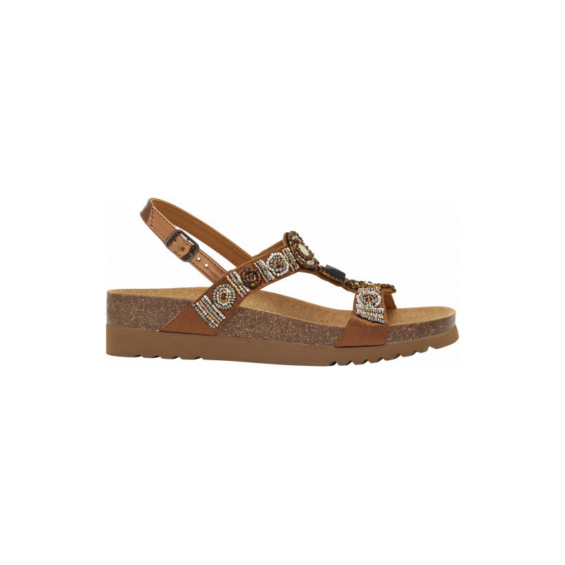 Pack 9 BOGOTA' SANDAL Satin + Beads + Synthetic Brown