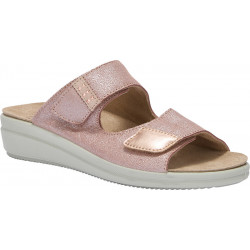 VARIGOTTI 2 STRAPS (F) LEATHER - PRINTED SUEDE ANTIQUE PINK
 Pointure-37