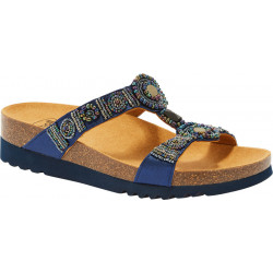 NEW BOGOTA' WEDGE (F) TEXTILE - SATIN DARK BLUE/MULTI
 Pointure-36