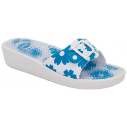NEW MASSAGE (F) SYNTHETIC FLORAL PRINTED- PVC WHITE/BLUE
 Pointure-36